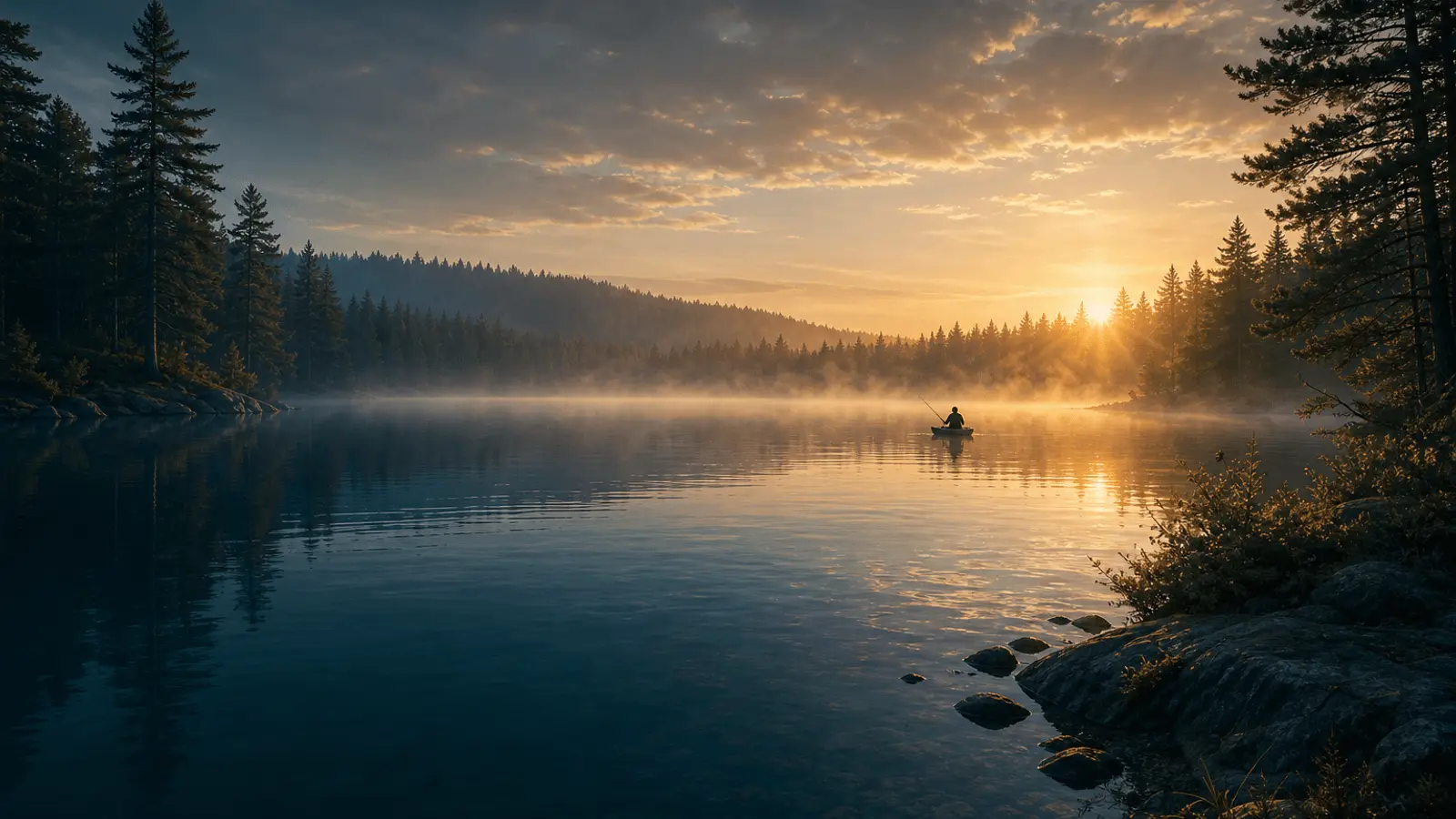 Dawn over a calm Ontario lake